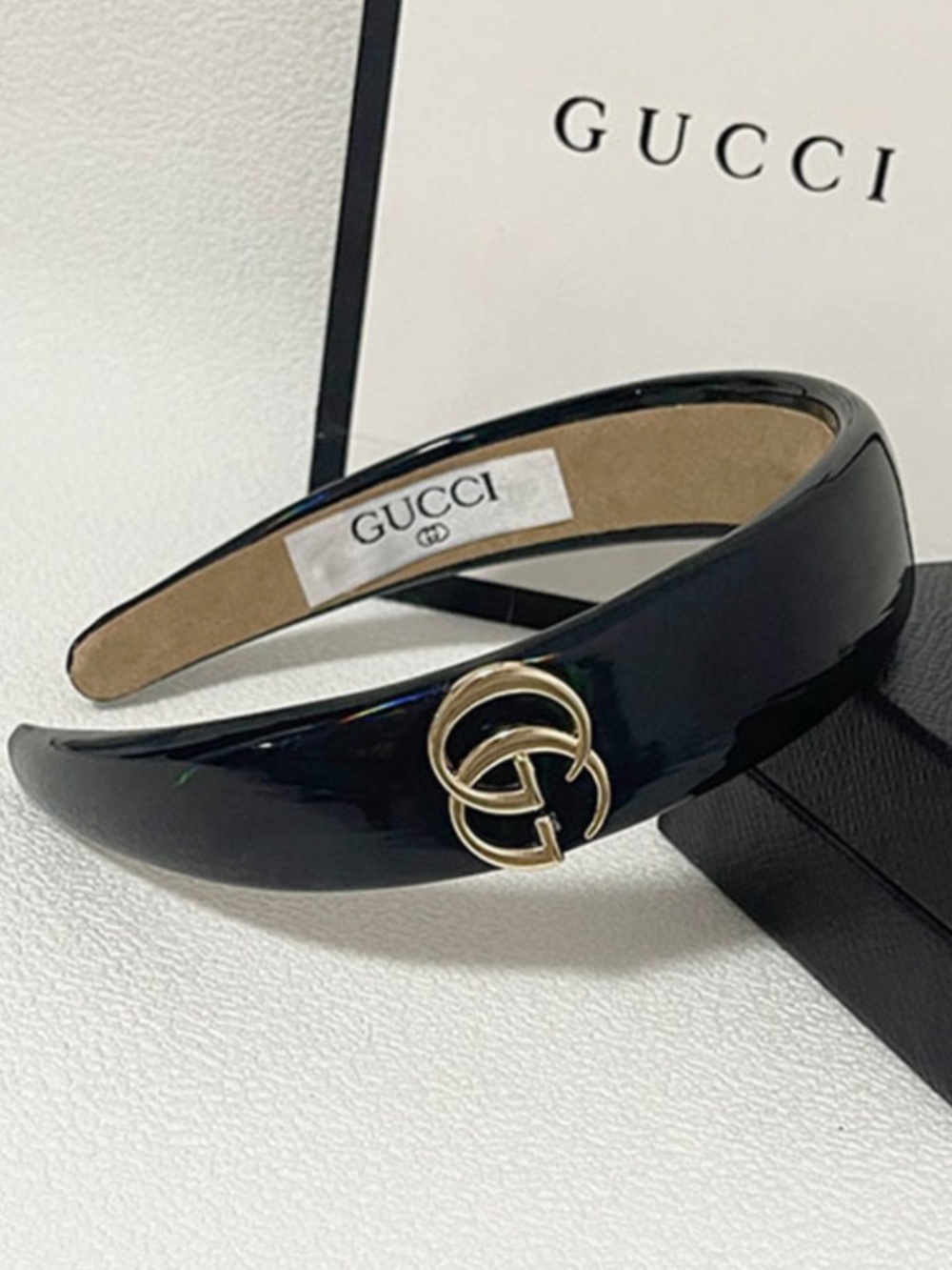 Black Headband With Gold Accents